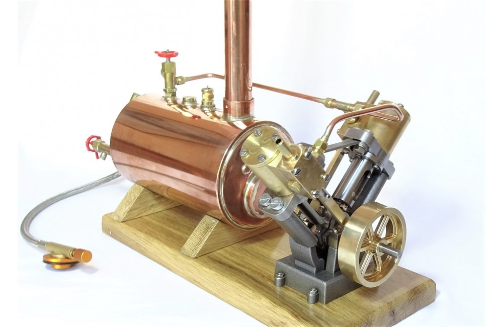 Live Steam Twin Cylinder "Marine" Model Steam Engine Fully Machined Kit and Boiler Package